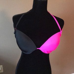 Victoria's Secret Black and Pink Bikini Top